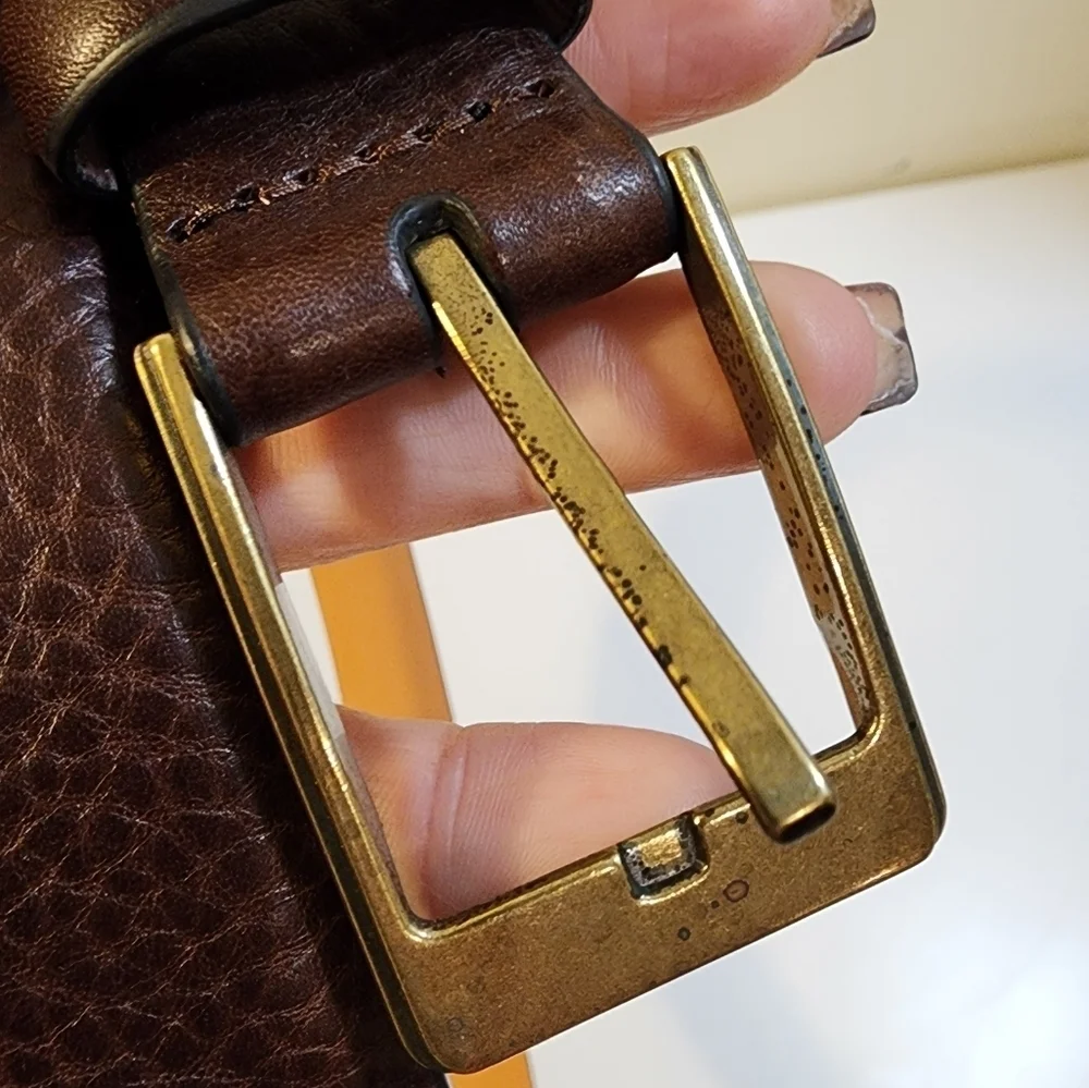 LAND'S END men's Brown Cow Leather Belt size 40